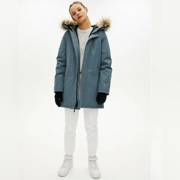 Aritzia TNA Haven Mid Length Parka Evening Dove Size L - Picture 3 of 16